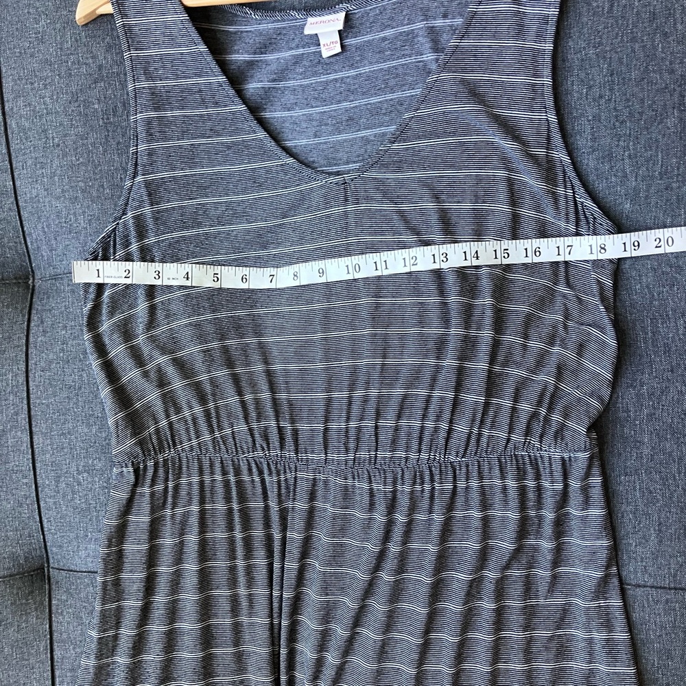 MERONA Black and White Striped  V-Neck Midi Tank Dress Size XL - Picture 8 of 11